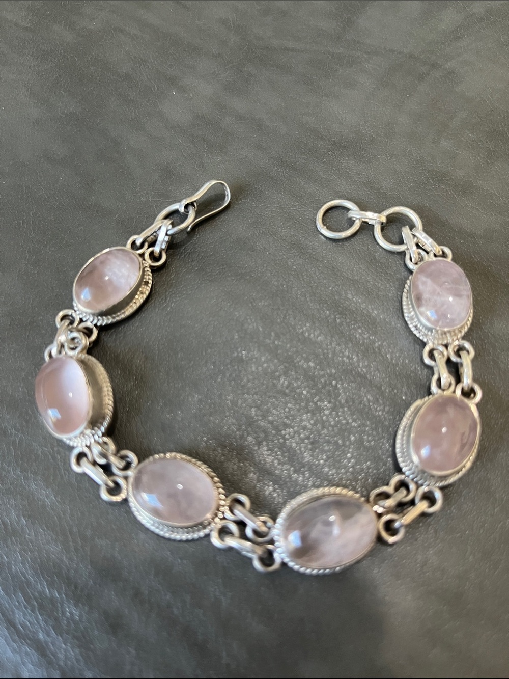 Sterling Silver Rose Quartz Bracelet with Matching Pendant - Pink - Picture 2 of 5